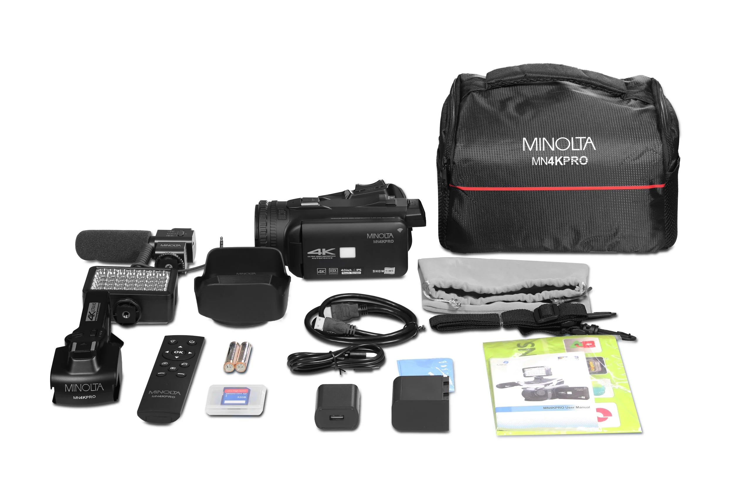 MN4KPRO 4K60FPS Ultra HD / 64 MP Autofocus Pro Camcorder Kit w